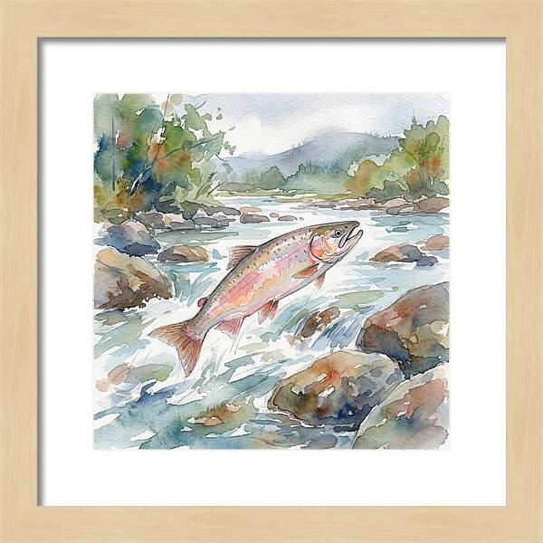 Salmon Leaping Through Water