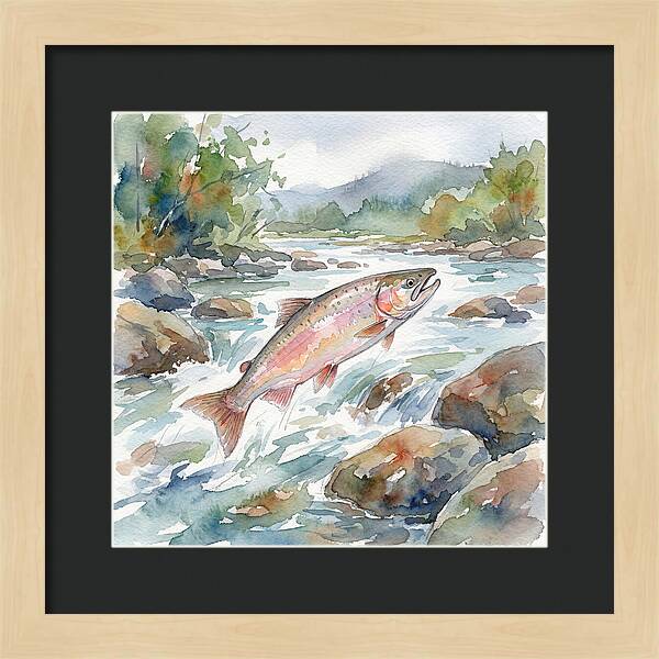 Salmon Leaping Through Water