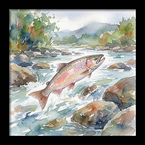 Salmon Leaping Through Water