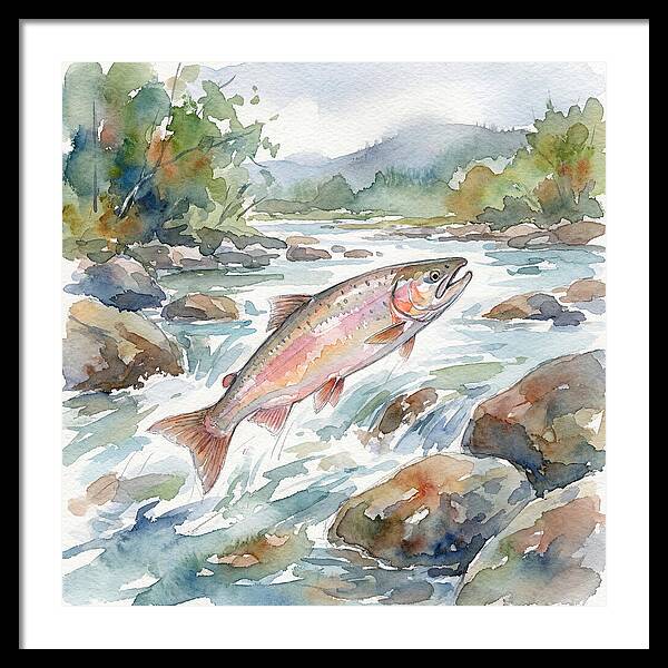 Salmon Leaping Through Water