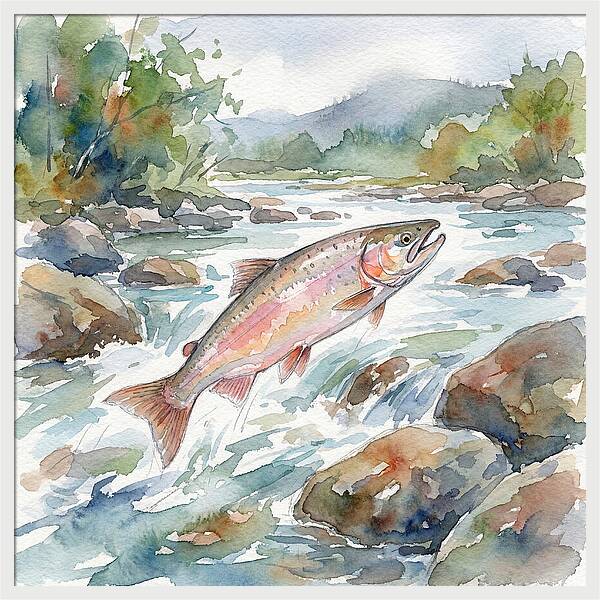 Salmon Leaping Through Water