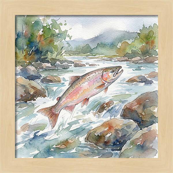 Salmon Leaping Through Water