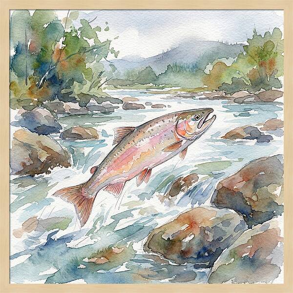 Salmon Leaping Through Water