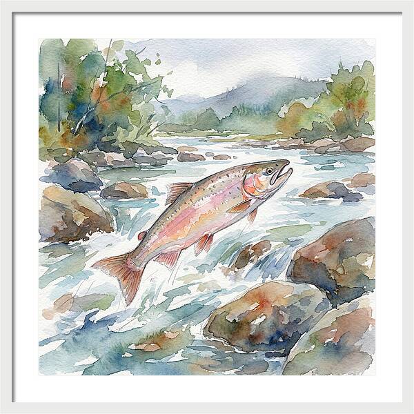 Salmon Leaping Through Water