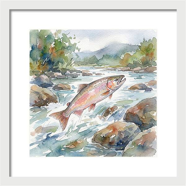 Salmon Leaping Through Water