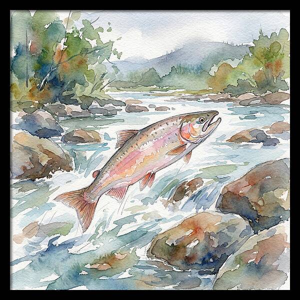 Salmon Leaping Through Water