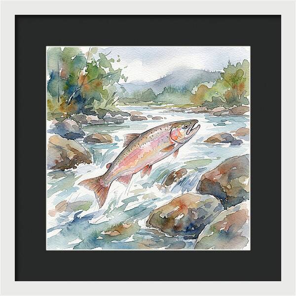 Salmon Leaping Through Water