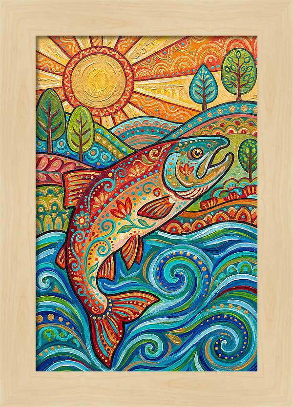 Salmon Swimming In Vibrant Waters
