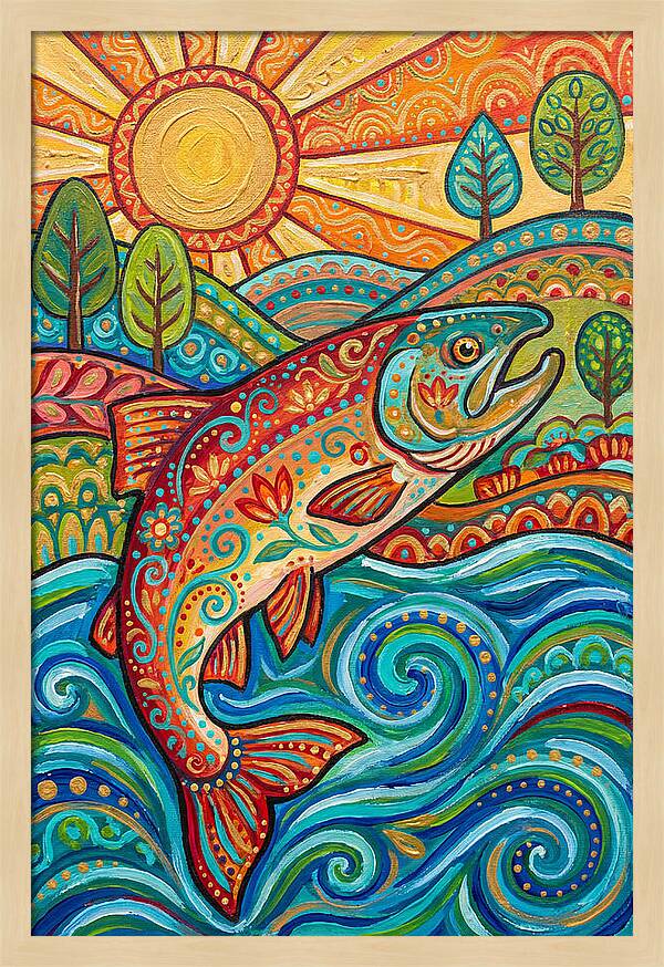 Salmon Swimming In Vibrant Waters