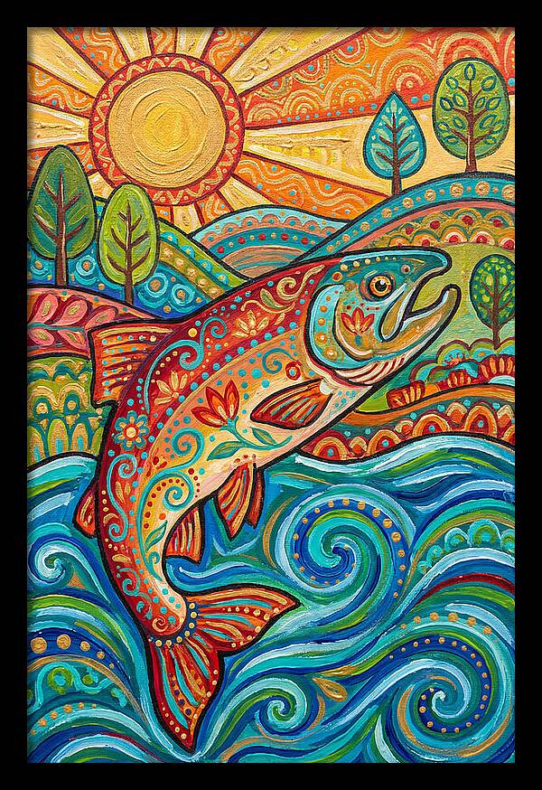 Salmon Swimming In Vibrant Waters