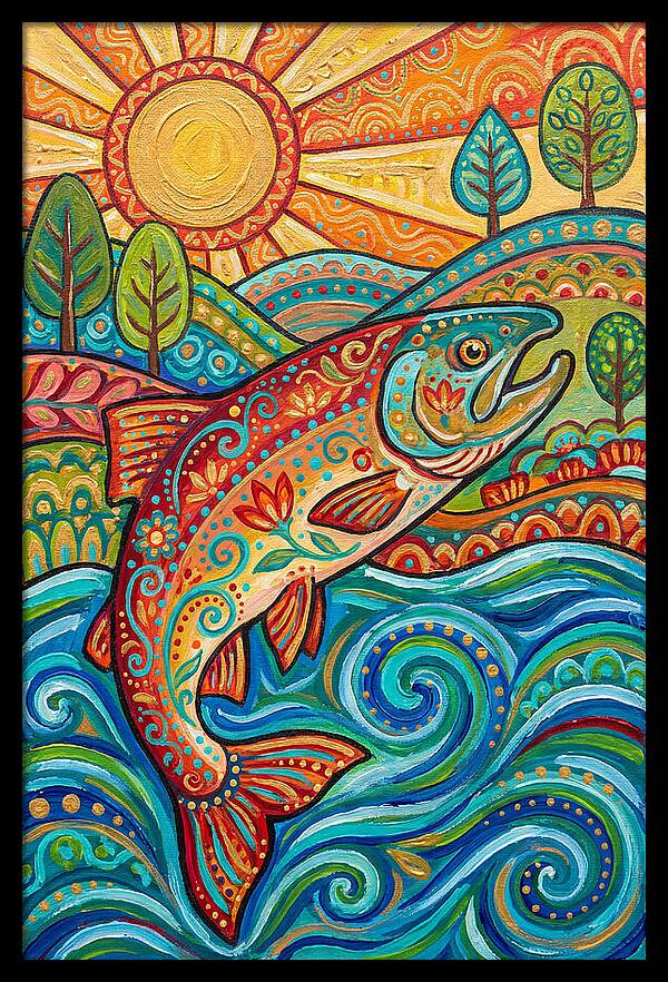 Salmon Swimming In Vibrant Waters