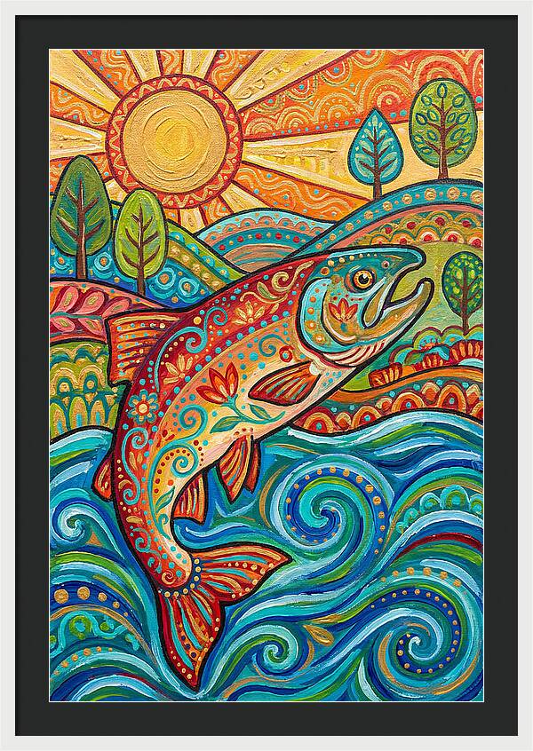 Salmon Swimming In Vibrant Waters