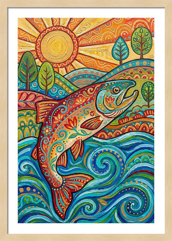 Salmon Swimming In Vibrant Waters