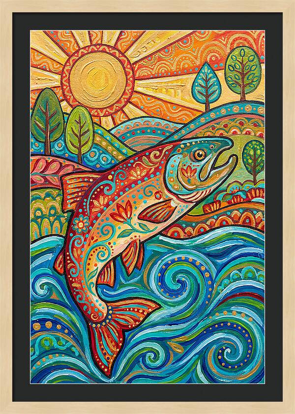 Salmon Swimming In Vibrant Waters