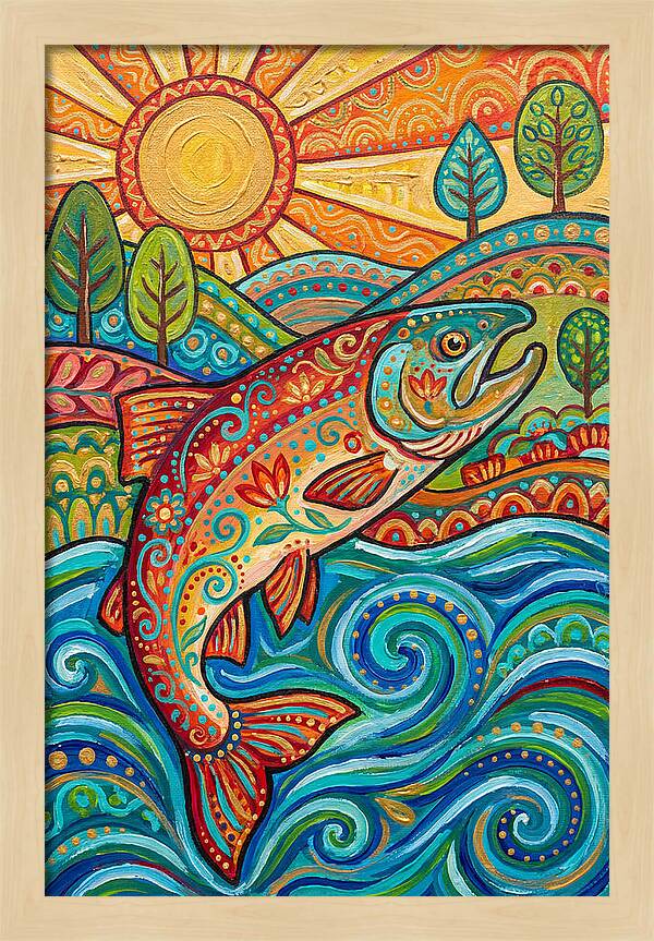 Salmon Swimming In Vibrant Waters