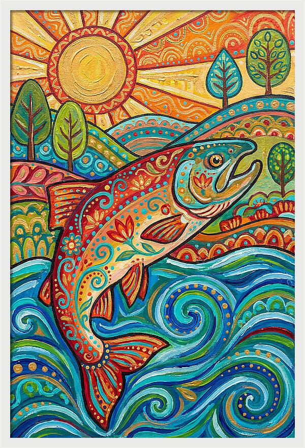 Salmon Swimming In Vibrant Waters