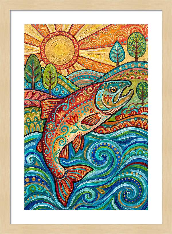Salmon Swimming In Vibrant Waters