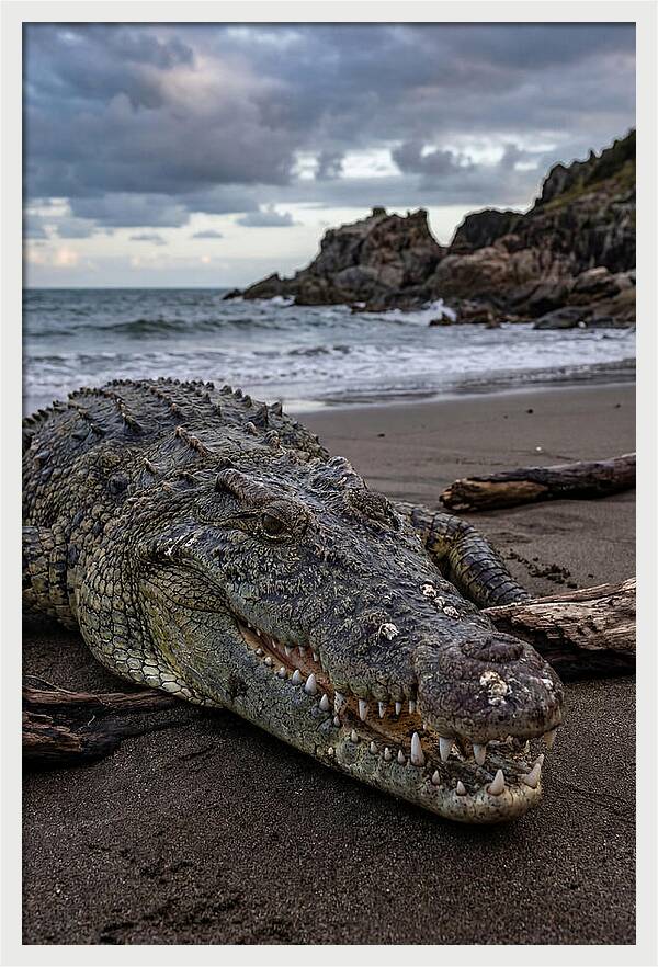 Saltwater Crocodile On The Beach