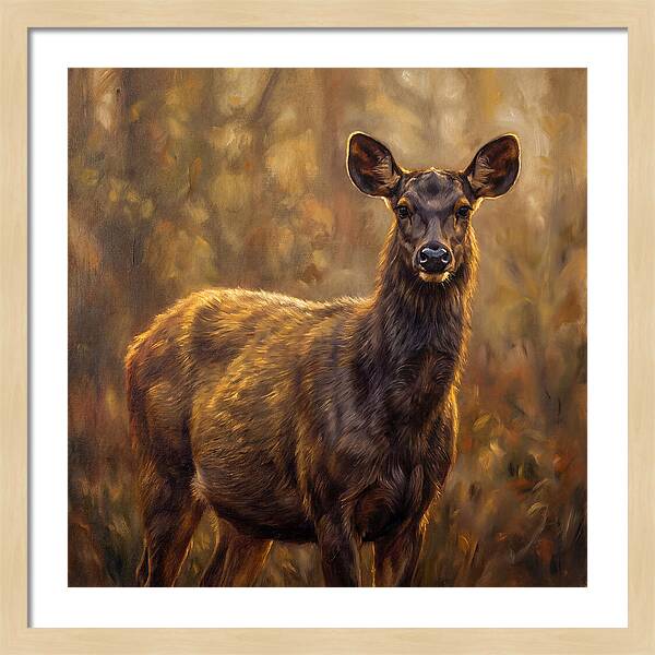 Sambar Deer In Light