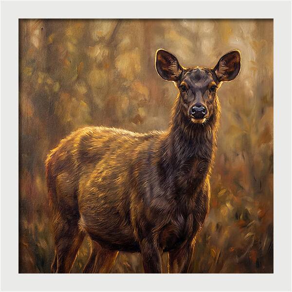 Sambar Deer In Light