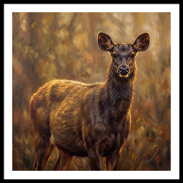 Sambar Deer In Light