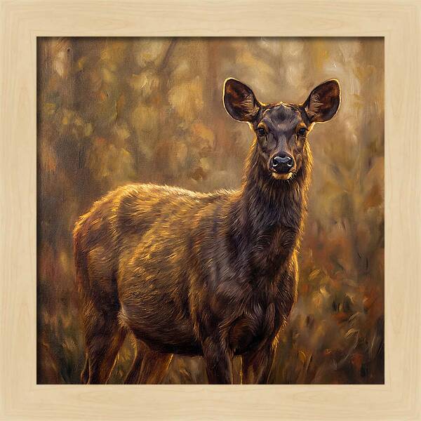 Sambar Deer In Light