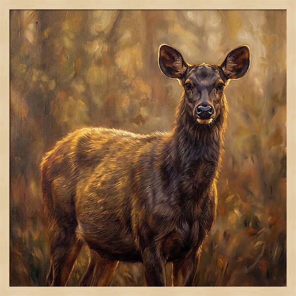 Sambar Deer In Light