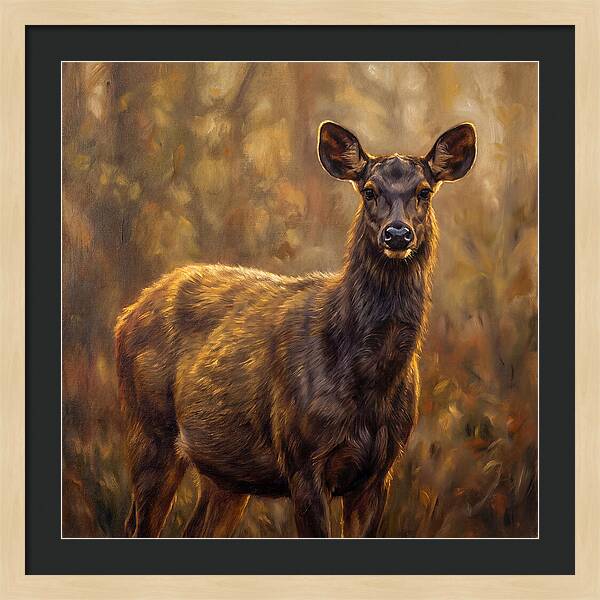 Sambar Deer In Light