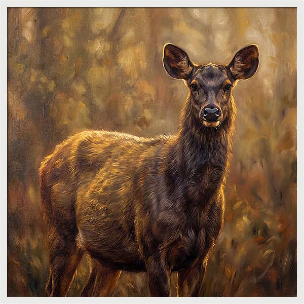 Sambar Deer In Light