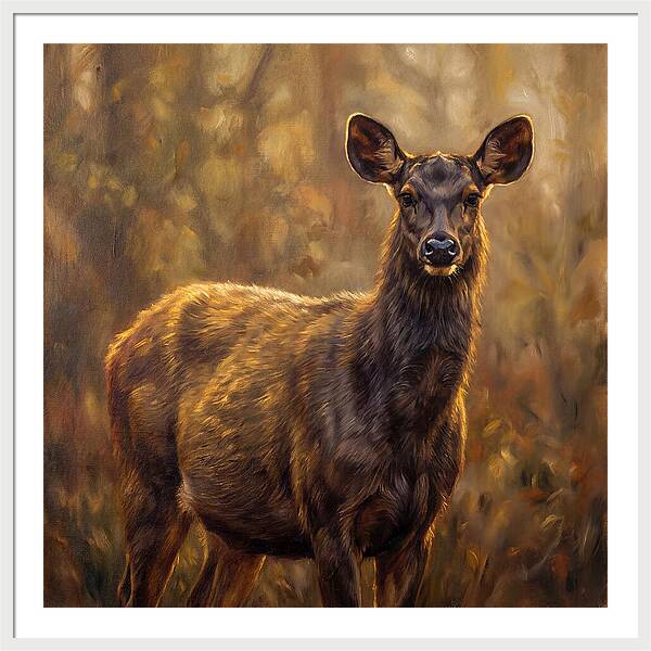Sambar Deer In Light