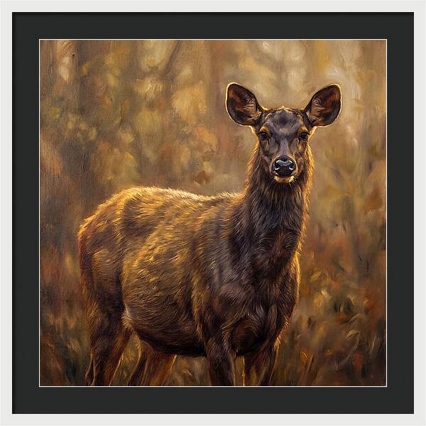 Sambar Deer In Light