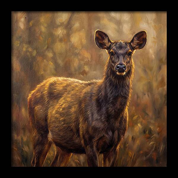 Sambar Deer In Light