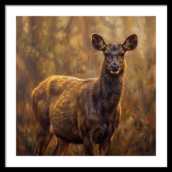 Sambar Deer In Light