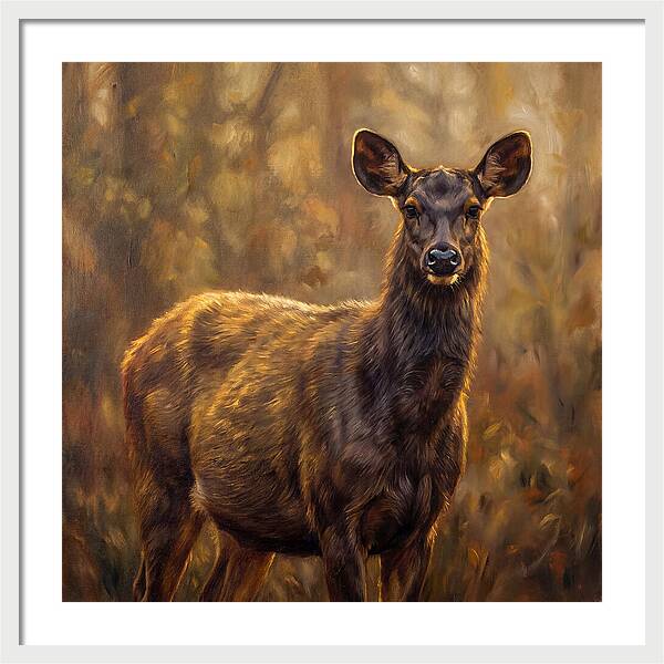 Sambar Deer In Light