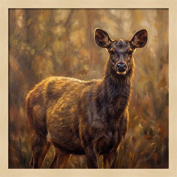Sambar Deer In Light