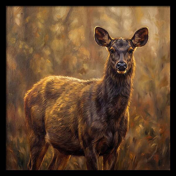 Sambar Deer In Light