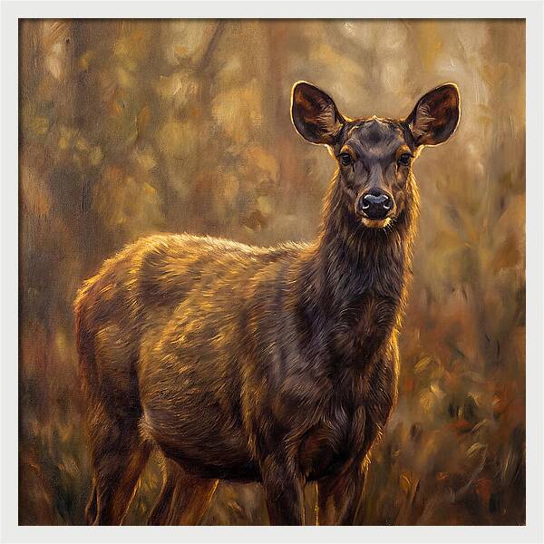 Sambar Deer In Light