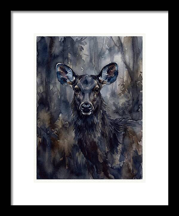 Sambar Deer In Misty Forest