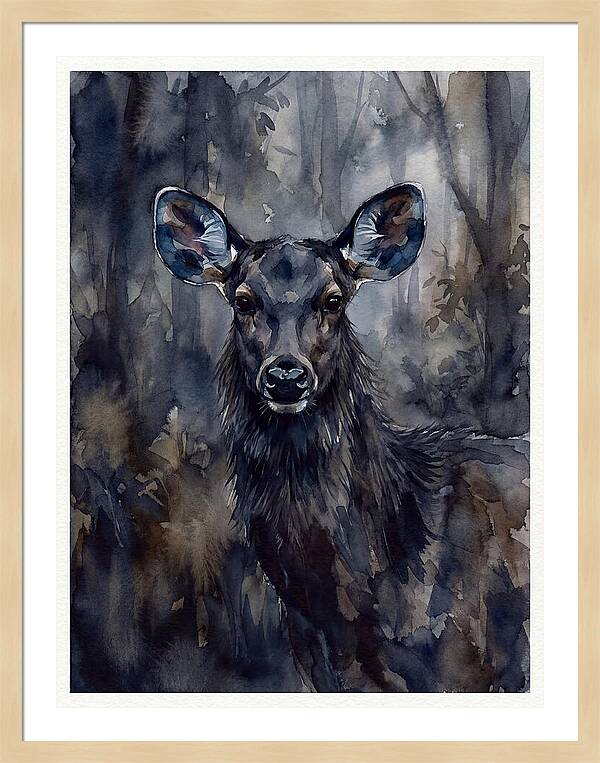 Sambar Deer In Misty Forest