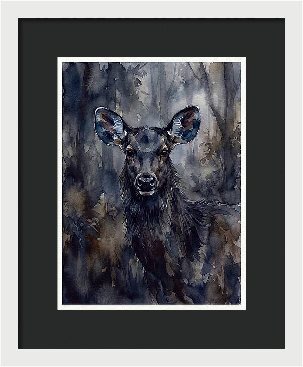 Sambar Deer In Misty Forest