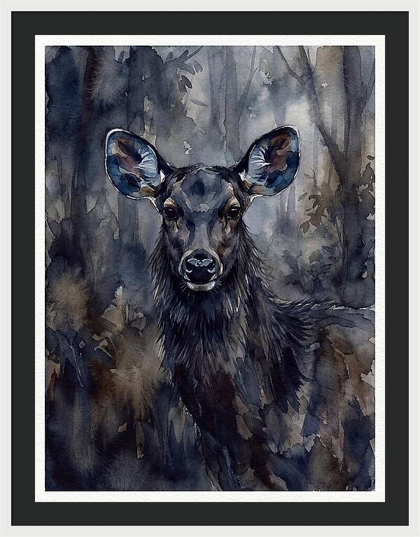 Sambar Deer In Misty Forest