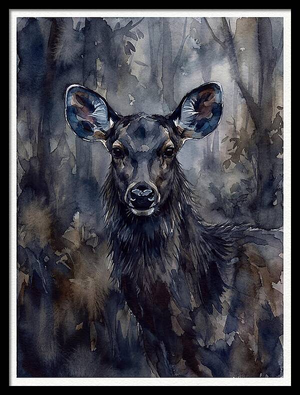 Sambar Deer In Misty Forest