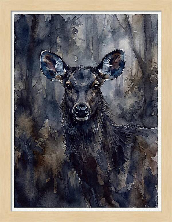 Sambar Deer In Misty Forest
