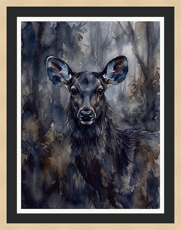 Sambar Deer In Misty Forest