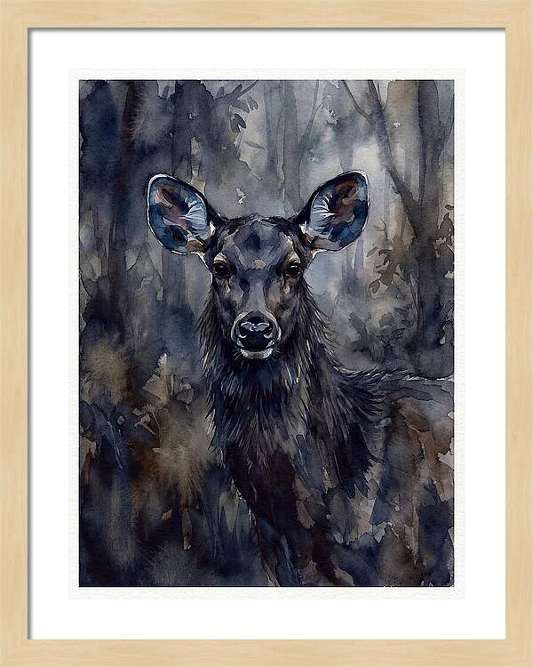 Sambar Deer In Misty Forest