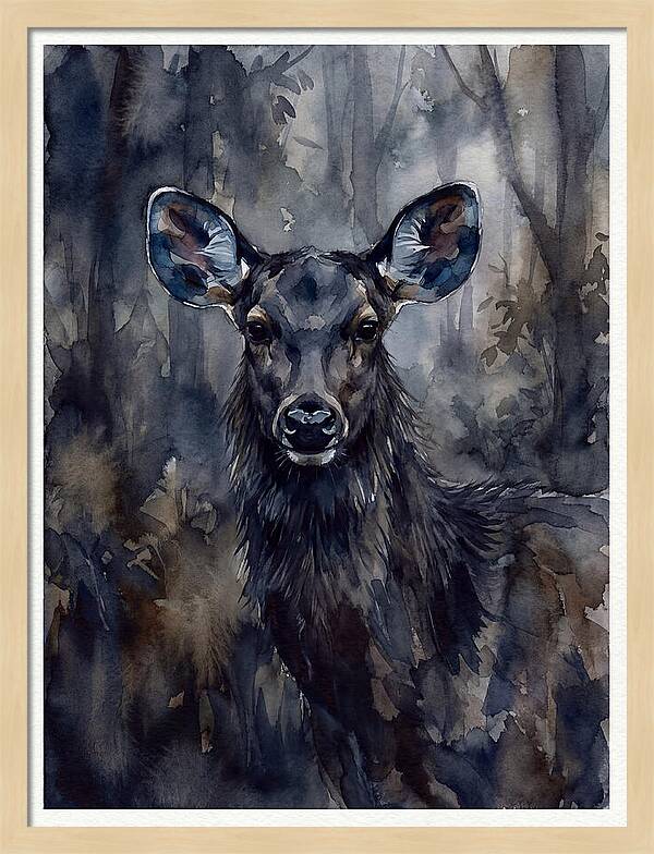 Sambar Deer In Misty Forest