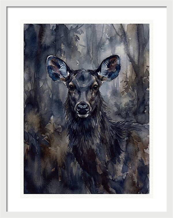 Sambar Deer In Misty Forest