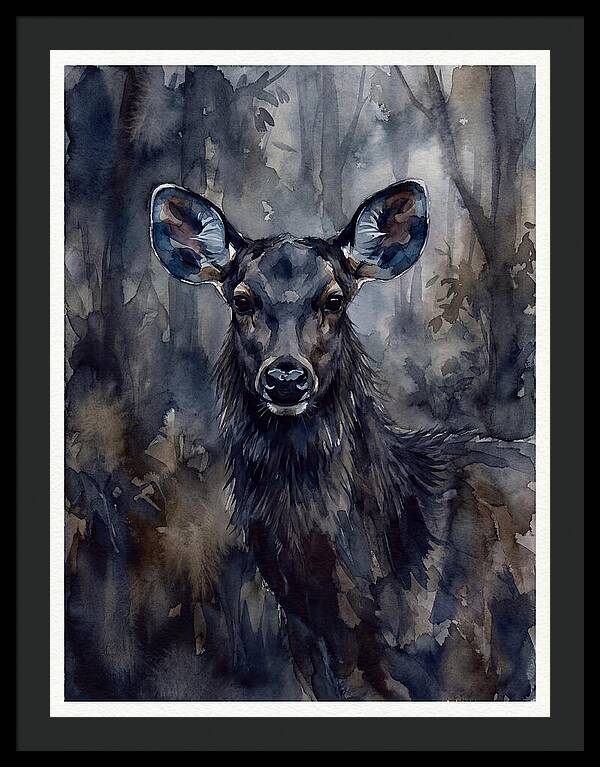 Sambar Deer In Misty Forest