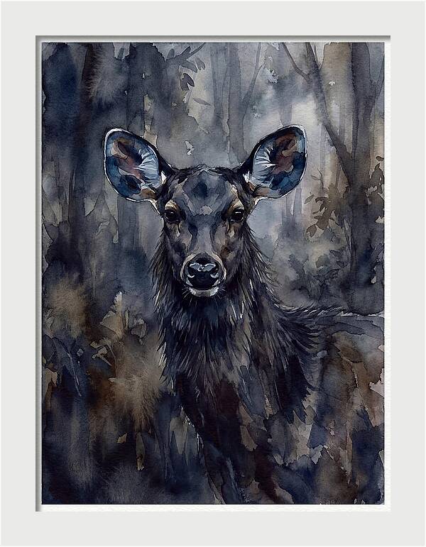 Sambar Deer In Misty Forest