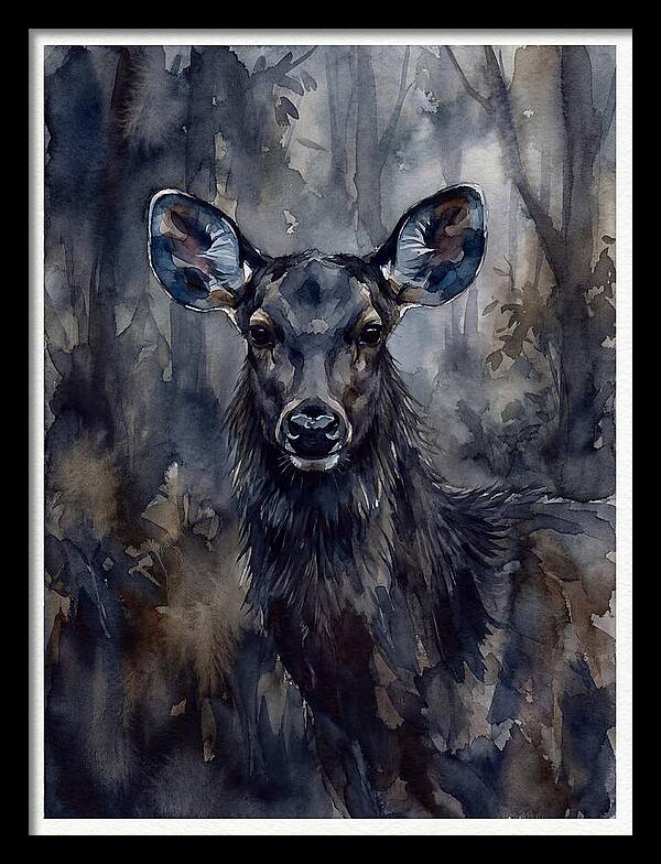Sambar Deer In Misty Forest